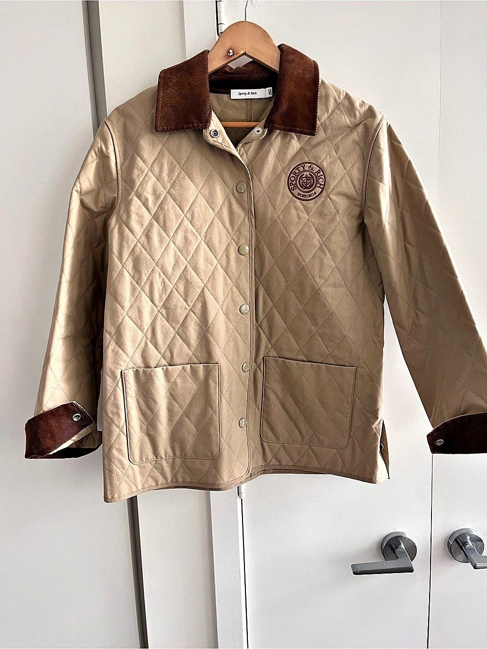 Sporty & Rich Vendome Quilted Jacket Beige & Brown Small